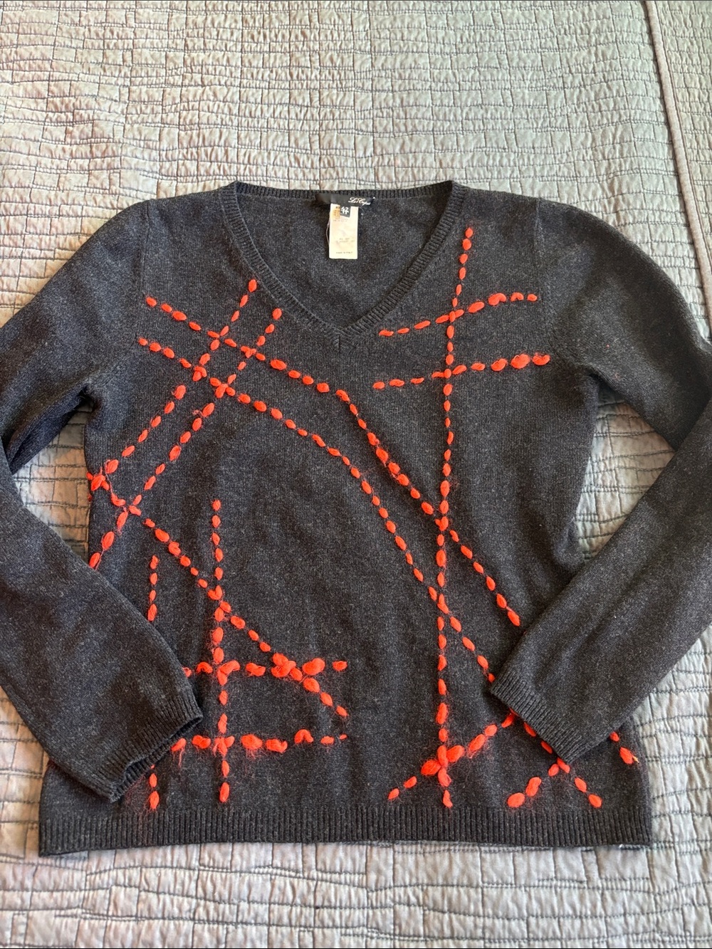 Les Copains Italian Wool, Silk & cashmere Abstract Sweater Size 6 / EU 42